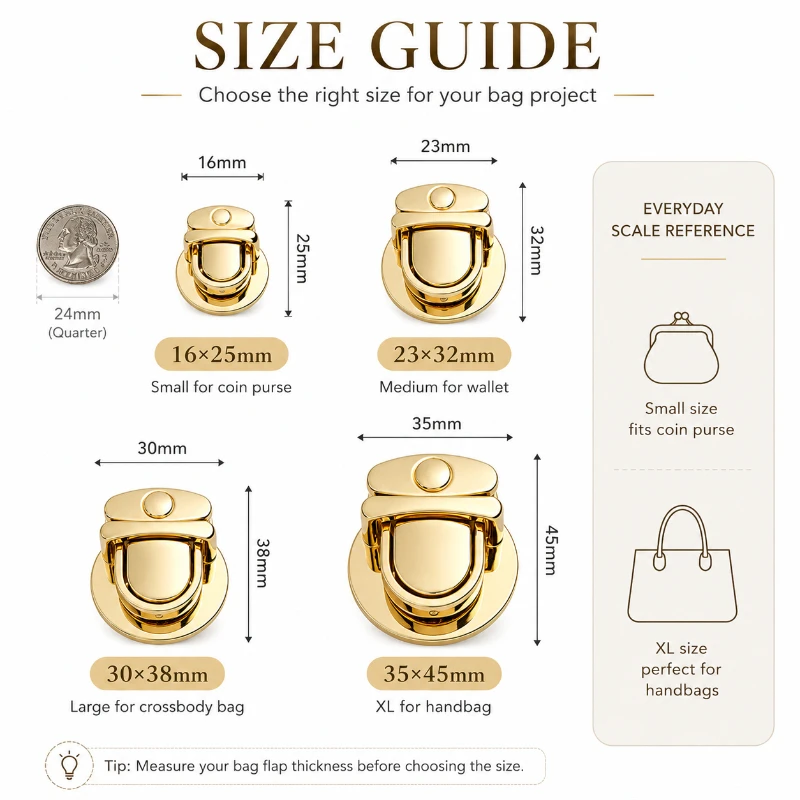 4/10Pcs Metal Buckles Turn Lock Snaps for Woman Handbag Wallet Twist Locks Clasp Bags Closure Buckle DIY Hardware Accessories