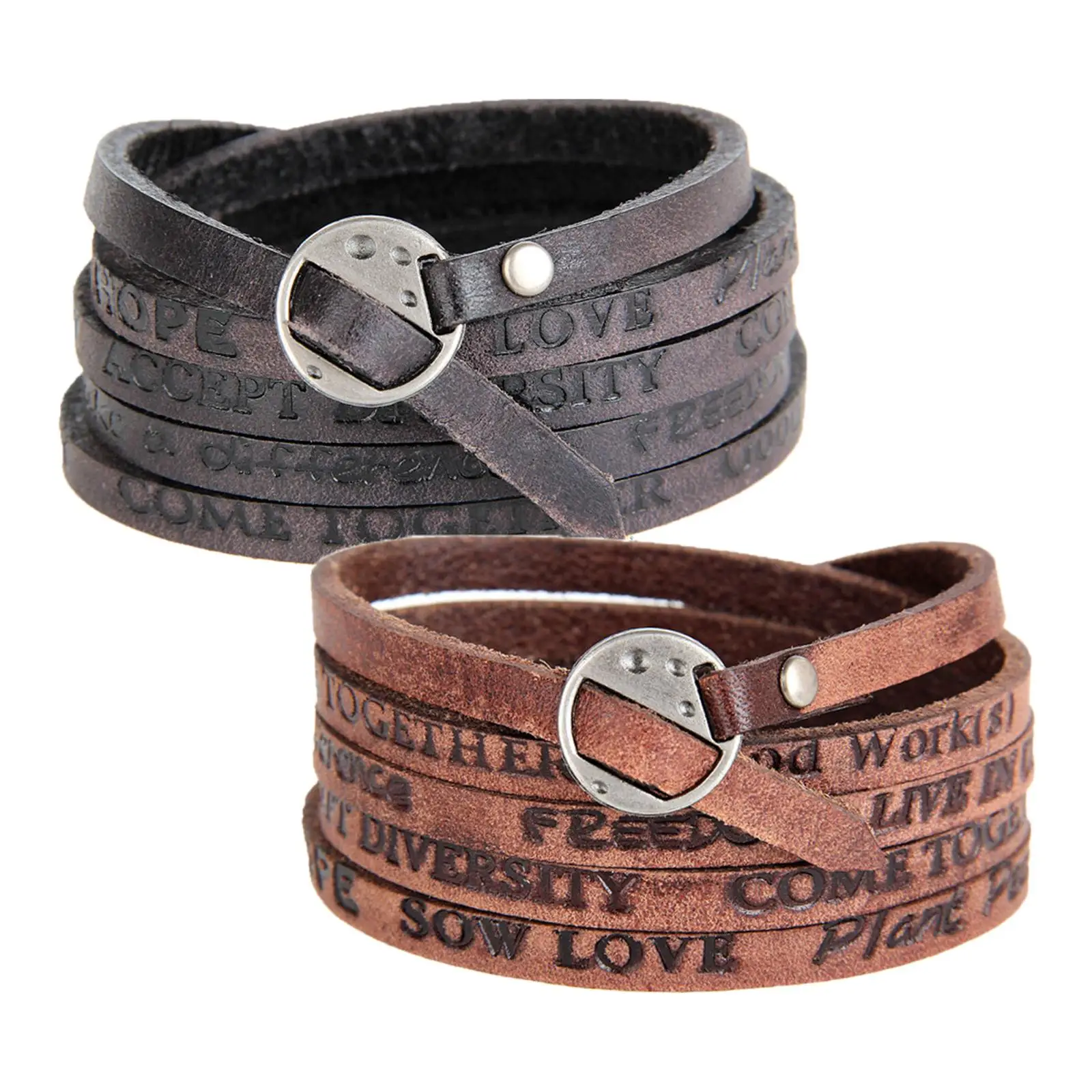 PU Leather Wide Bracelet Punk Gifts Jewelry Fashion Vintage Adjustable Cuff Bangles for Sportswear Grandpa Boys Boyfriend Unisex