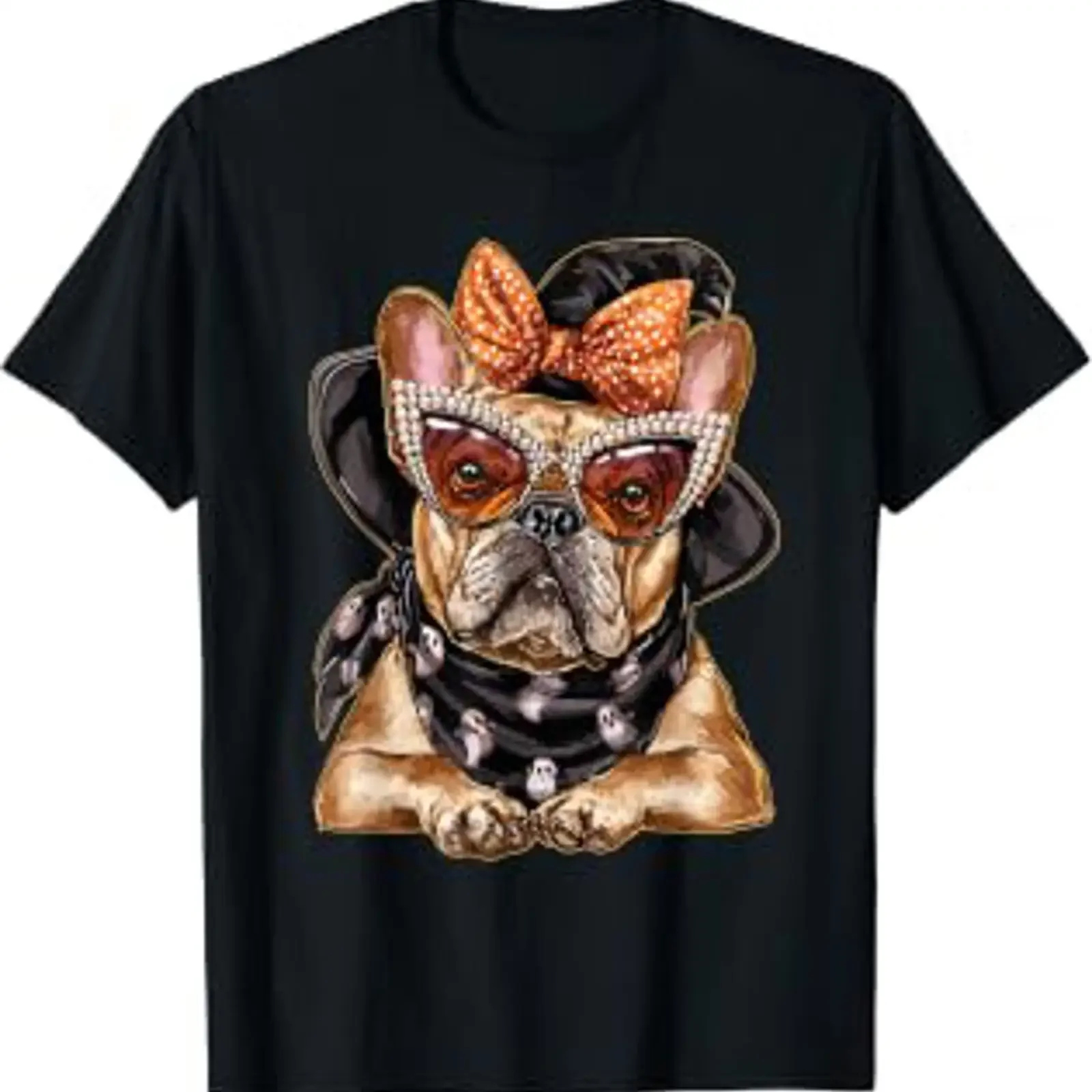 Camiseta vintage lavada de Halloween con diseño de perro bichón francés elegante con gafas de sol, top versátil para uso diario.