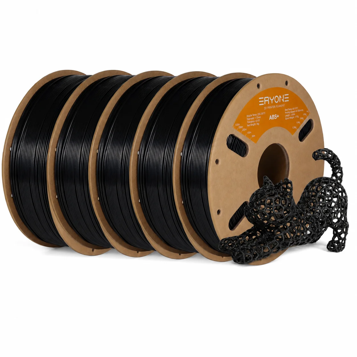 ERYONE 5KG ABS+ Filament 1,75mm, Stark und Langlebig mit Geringer Verformung für Mechanische Teile, 5kg 5 Spulen, Deutschland Lager