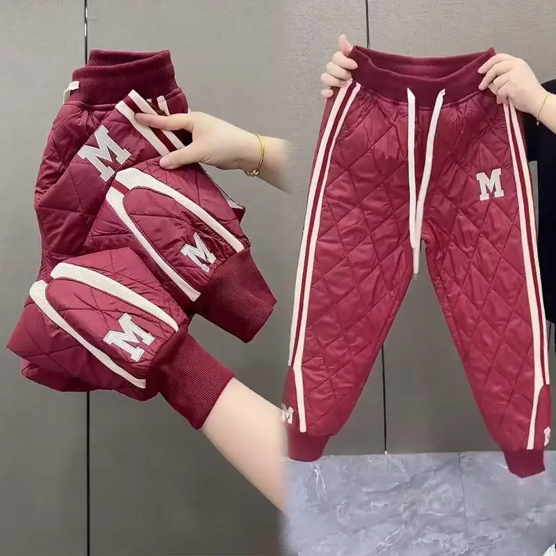 

High Waist Slimming Casual Pants Women's Winter New Sle Harlan Cotton Pants Faion Sports Outerwear Polyester Fiber