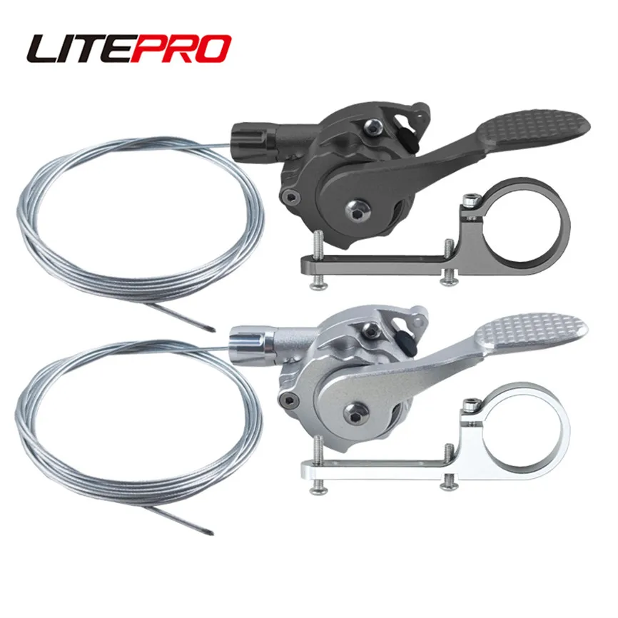 Litepro External 7 Speed Bicycle Finger Dial Derailleur Shifter Alloy Conjoined DIP Set With Shifter Cable For Brompton