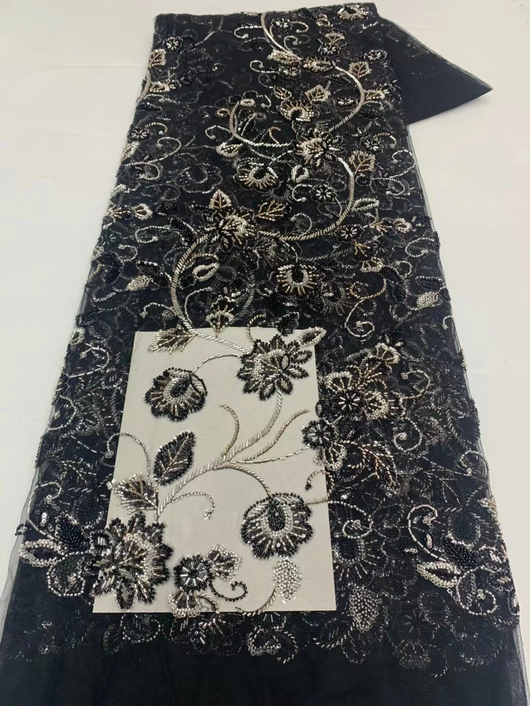 

2025 African Beads Tulle Lace Fabric High Quality Sequins Nigerian Wedding Material Luxury Embroidry Lace Fabric for Women Dress