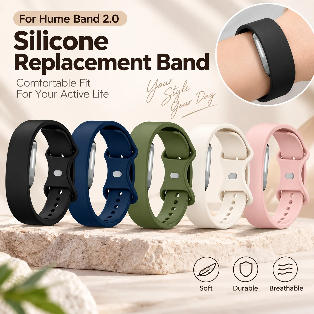 Sport Breathable Band For Hume Band 2.0 Health Fitness Tracker Strap Silicone Loop Replacement Bracelet Wristband Accessories