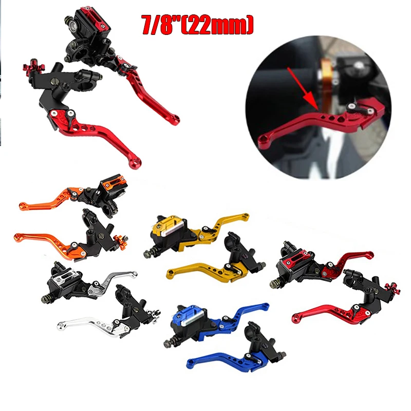 2Pcs Motorcycle Handlebar Master 22mm Motorcycle Brake Master Cylinder Reservoir Levers Adjustable Hand Lever For Motorcycle