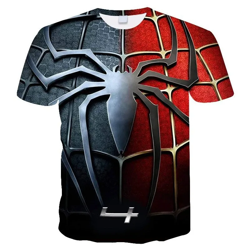 2024 Summer 3D Spider Man Battle Suit Printed Tops Tees Boys  T-shirt Cartoon O-Neck Children Clothing Boys Fashion Streetwear