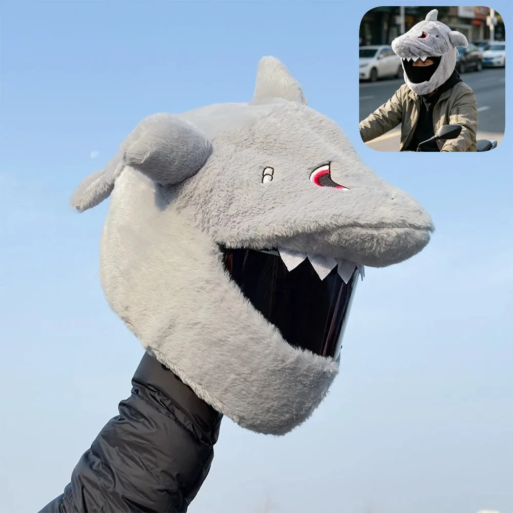 Plush Cartoon Animal Motorcycle Full Helmet Cover Funny Dust Protection Helmet Skin Cover For Motorbike Riding Decor Accessories