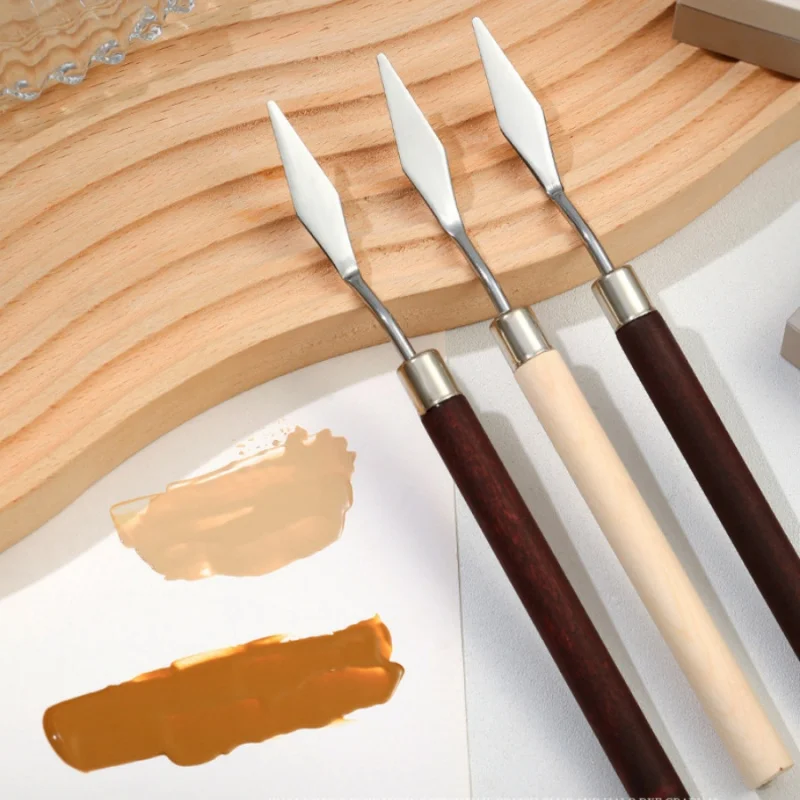 1Nail Art Glue Mixing Stick Natural Wood Stainless Steel Nail Polish Glue Mixing Tool Painting Pigment Color Mixing Spoon