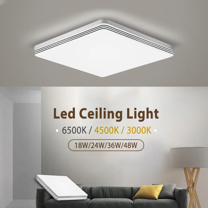 Square Led ceiling lamp for bedroom lighting Neutral white cold white warm white 48W 36W 24W 18W led ceiling light living room