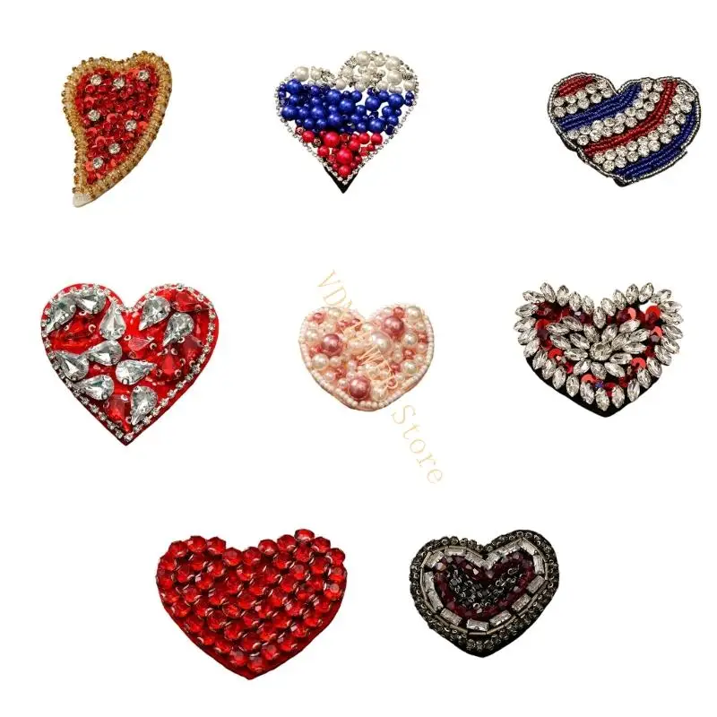 

Glittering Rhinestones Heart Decoration For Fabric Improvement On Hats Bags And DIY Ideas D08E