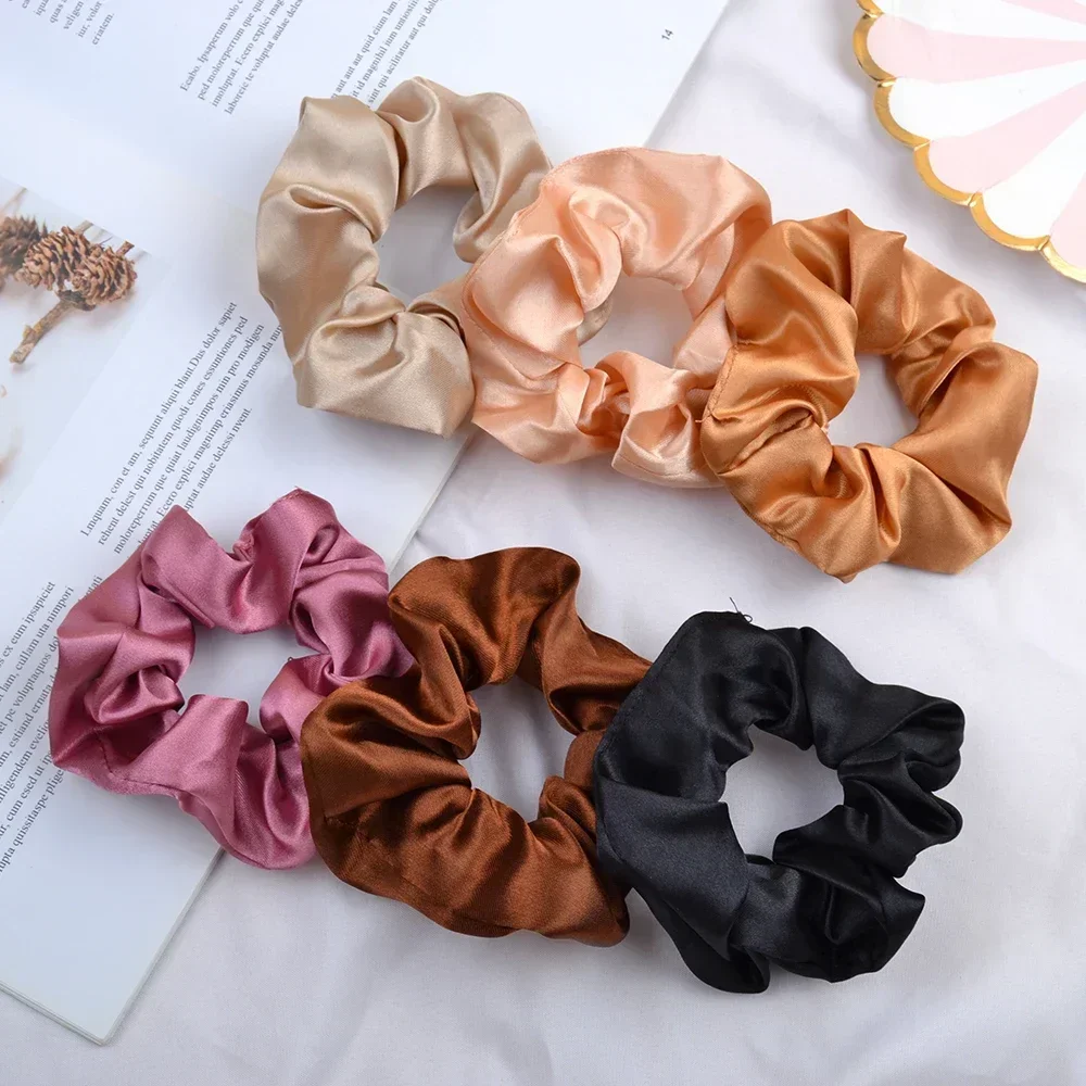 Real 100% Silk Large Scrunchie Women Elastic Handmade Multicolor Hair Band Ponytail Holder Headband Hair Accessories Ties Gum