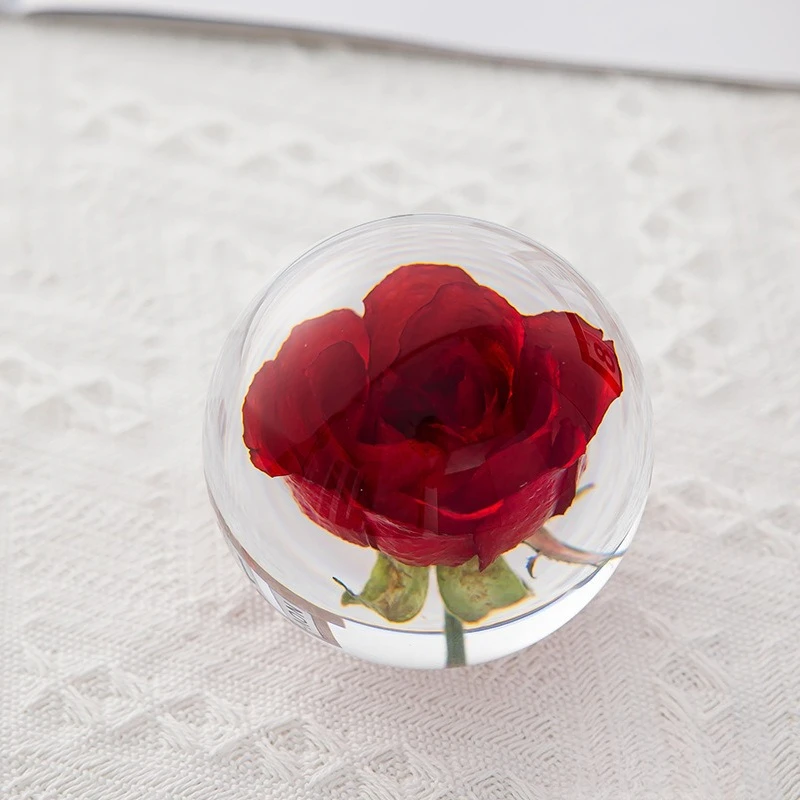 8CM Dreamy Flower Crystal Ball, Various Flower Decorated Dreamy Balls, Indoor Decorative Craft Crystal Balls,