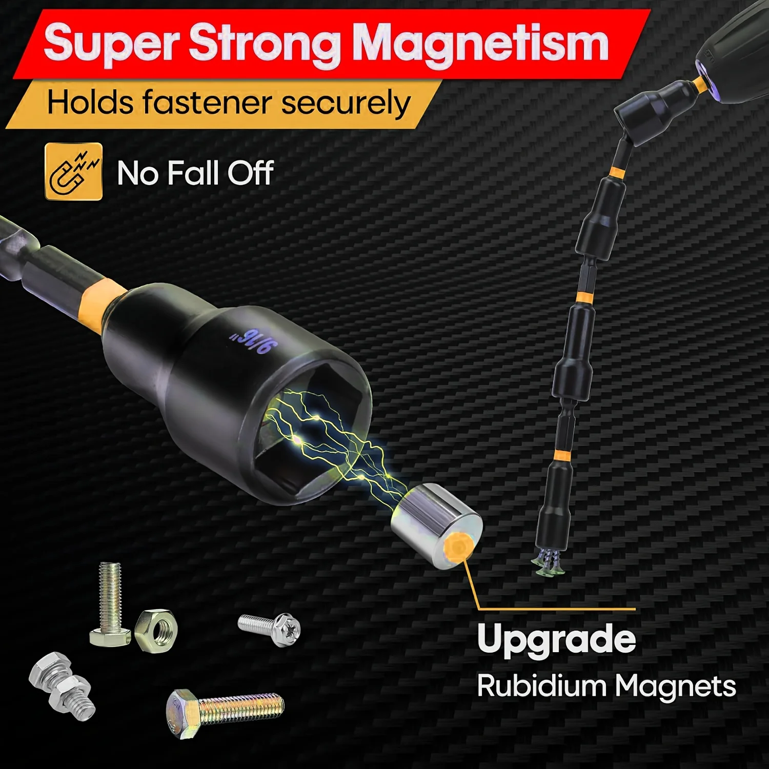 مجموعة مفكات صامولة مغناطيسية مكونة من 29 قطعة - لقمة مثقاب من فولاذ الفاناديوم الكروم مع ساق سداسية مقاس 1/4 بوصة وأحجام SAE ومحول مقبس #5