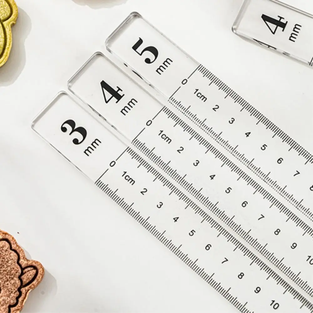 2PCS 3/4/5 MM Baking Leveling Ruler Transparent Acrylic Cookie Thickness Measuring Ruler DIY Rolling Pin Guides Ruler Fondant