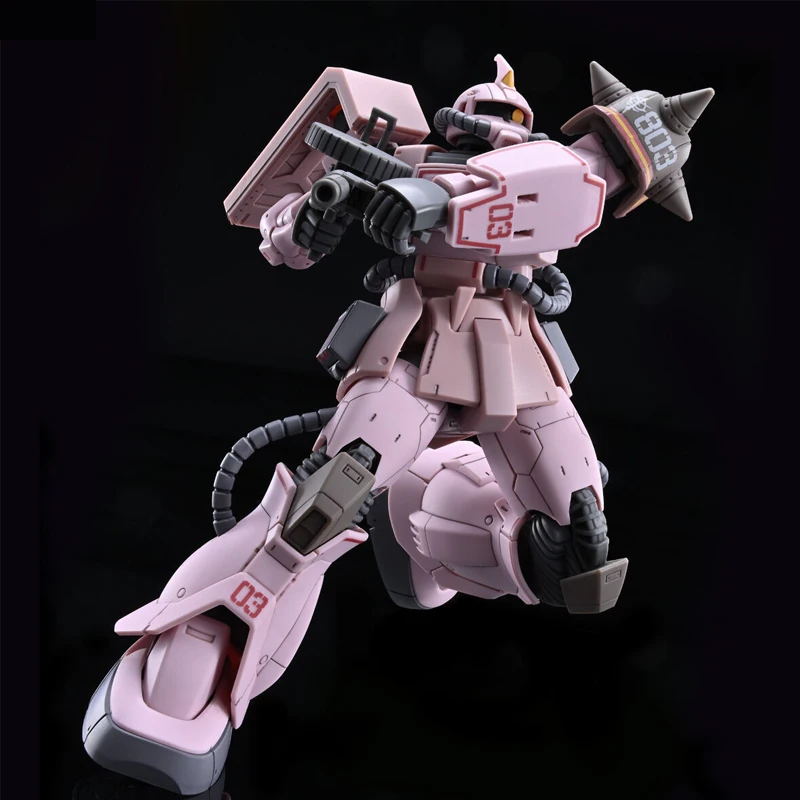 Bandai ของแท้ HG MS-06D ZAKU DESERT ประเภทสีชมพู PANTHER FORCES กันดั้มอะนิเมะ Action Figure ประกอบของเล่นเครื่องประดับของขวัญเด็ก