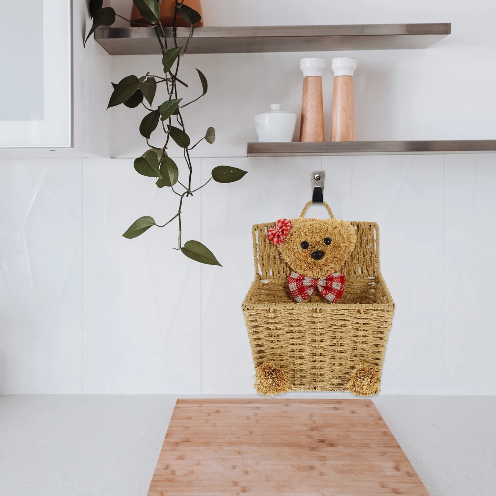

Cartoon Storage Woven Wall Wall Hanging Storage Basket Hanging Baskets Kitchen Home Decor Organizer Brown Color