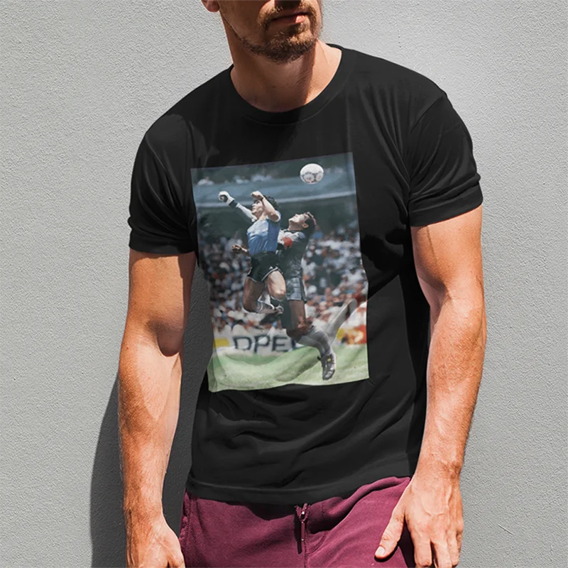 Maradona 86 The Hand Of God T-Shirts for Men Unique 100% Cotton Tee Shirt O Neck Short Sleeve plus size T Shirts Summer Clothes