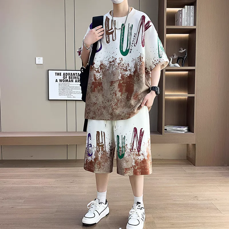 

2026 Men Shorts Suits Fashionable and Casual Summer Outdoor Sports Suit Men's Breathable T-shirt Shorts Two-piece Set