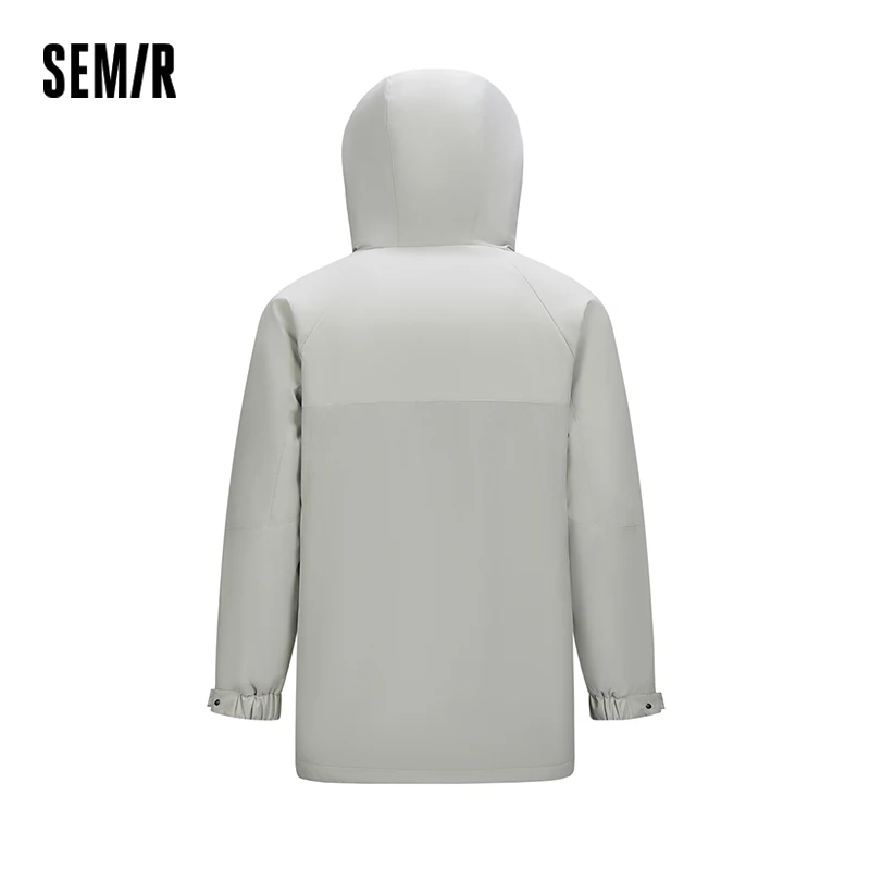 Semir Mid-Length Down Jacket Men Color Block Hooded Sports Style Coat 2025 New Winter Trendy Look