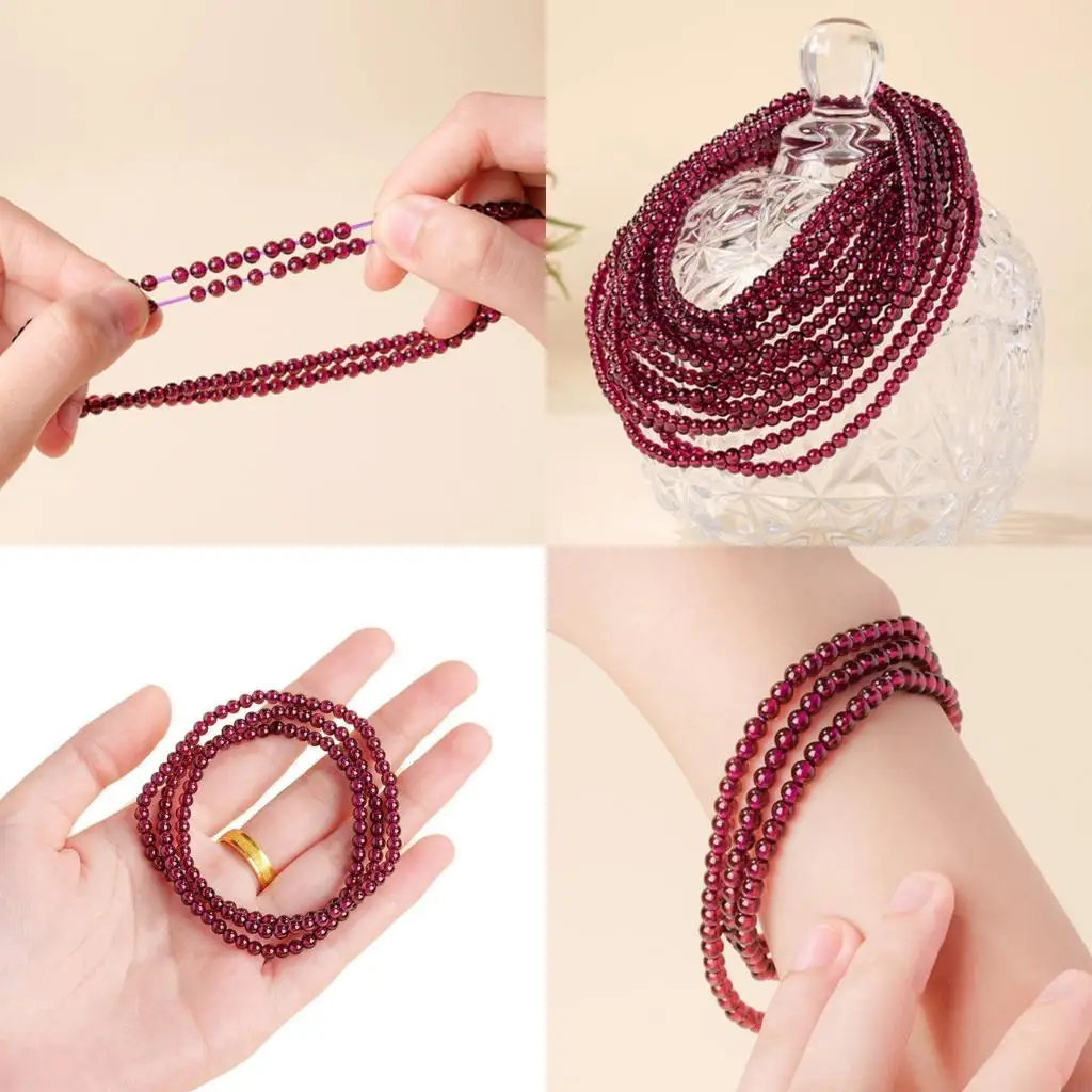 

Multiloop Natural Garnets Beaded Bracelet Evening Wear Jewelry Pieces
