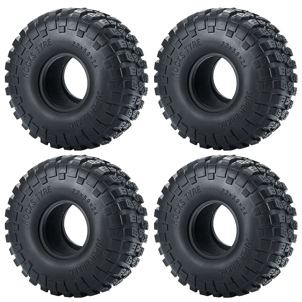 YEAHRUN 4 Stuks Beadlock Velgen/2.2 inch Rubbe Banden 150mm Voor 1/10 RC Crawler Auto Axiale SCX10 90046 Wraith 90048 90053 D90