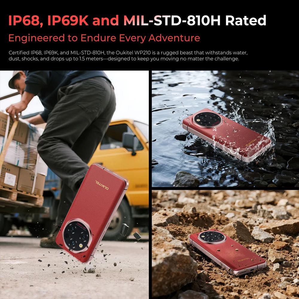 OUKITEL WP210 5G Rugged Smartphone Android 15 MTK 8200 6.7 Inch 12GB RAM 512GB ROM Mobile Phones 108MP 8800mAh 45W Cellphone NFC