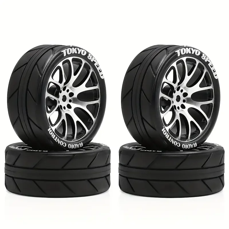 1/10 RC racewielen en bandenset - 12 mm zeskantmetalen velgen voor Tamiya TT01/TT02/XV01/XV02, HSP, HPI, Kyosho - on-road auto-upgrade
