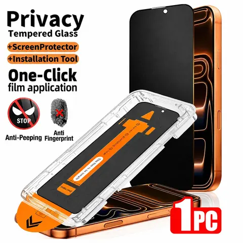 1pc Privacy Tempered Glass Screen Protector with Dust-Free Alignment Installation Kit, Full Coverage Anti-Fingerprint Shock-Resistant Phone Screen Film, Compatible with iPhone 17/16/15/14/13/12 Series, Pro Max/Pro/Plus/Air Models