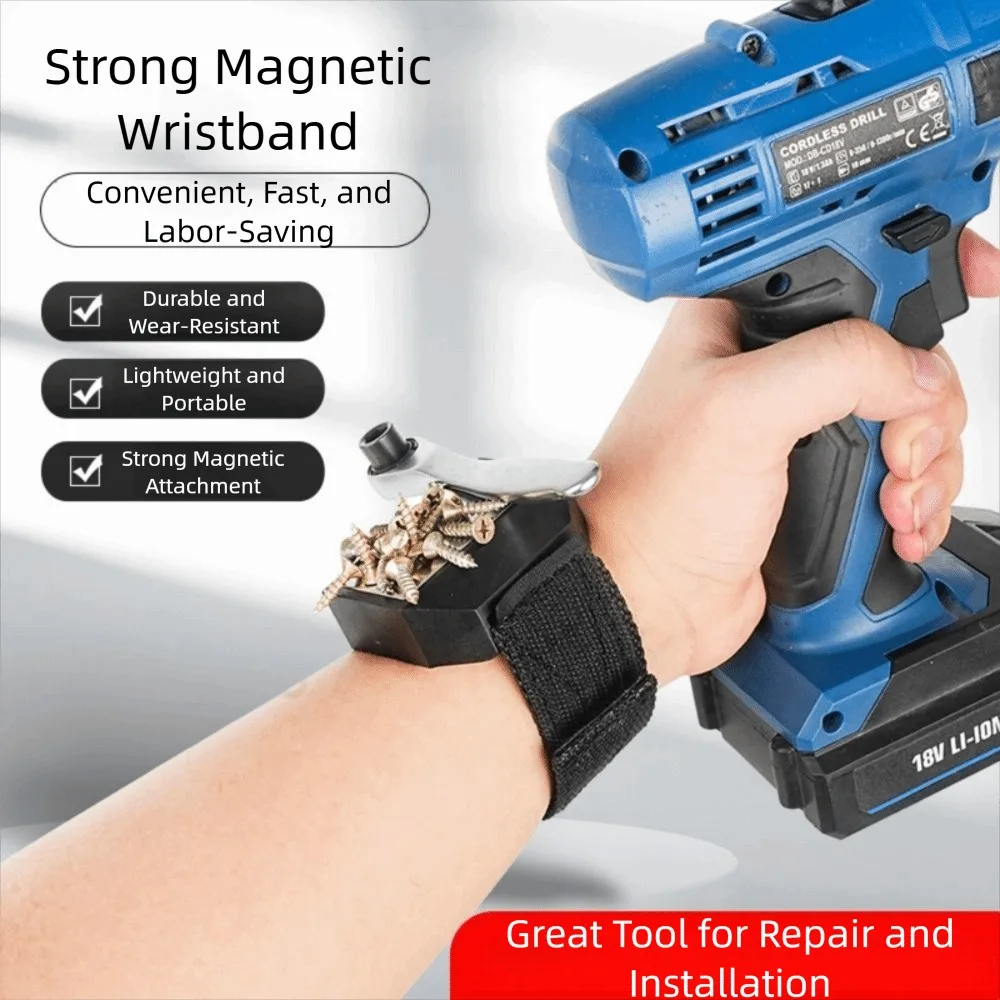 Strong Magnet Wristband Adjustable Strap Sturdy Design Magnetic Wrist Tool Belt Portable Multi-Functional