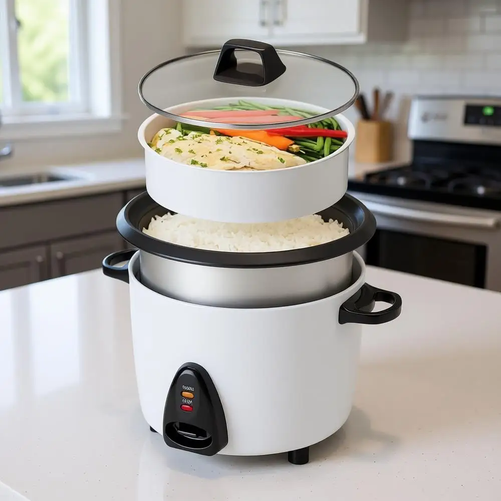 

Рисоварка и пароварка на 20 чашек, белая