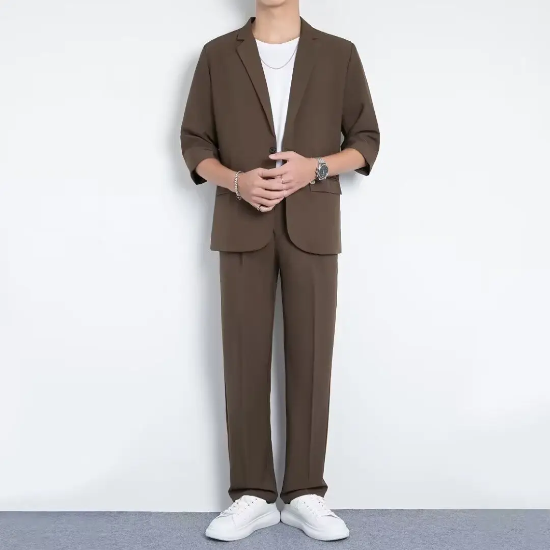 

Мужской повседневный модный костюм из полиэстера Jaet с драпировкой без железа, деловой деловой комплект из двух предметов, подставка Long Sve