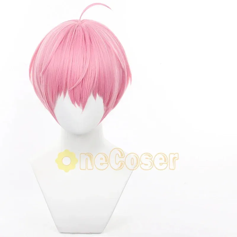 Li Tianchen-Peluca de Cosplay de Anime Link Click, pelo corto rosa, Li Tianxi, fibra resistente al calor, gorro de peluca para fiesta de Halloween para hombres