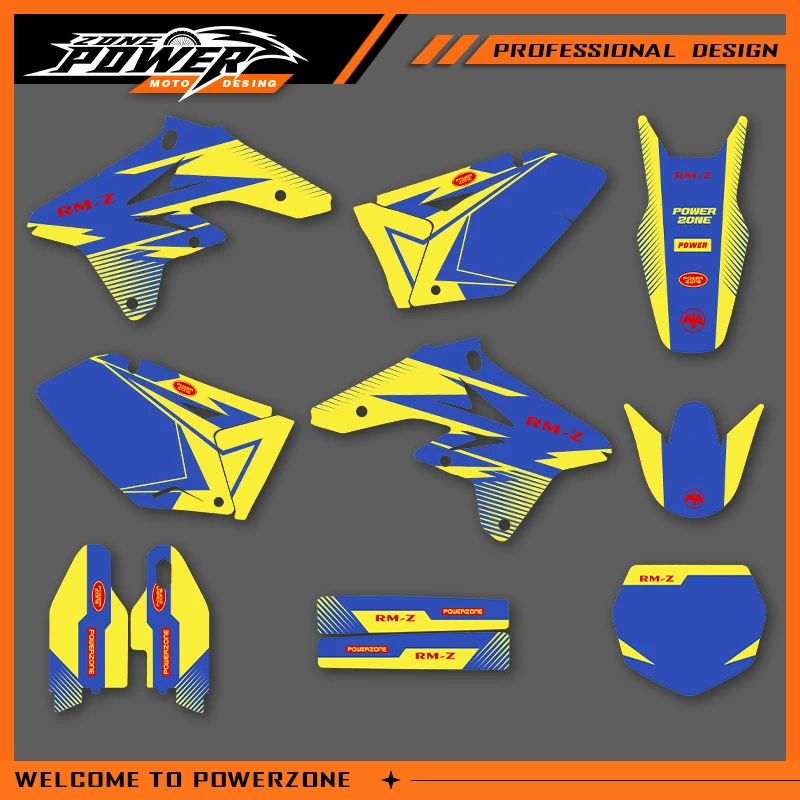 

POWERZONE Motocross Team Graphics Background Sticker Decal Kits For SUZUKI RM-Z RMZ 2007 2008 2009 RMZ250 Customized Number 02
