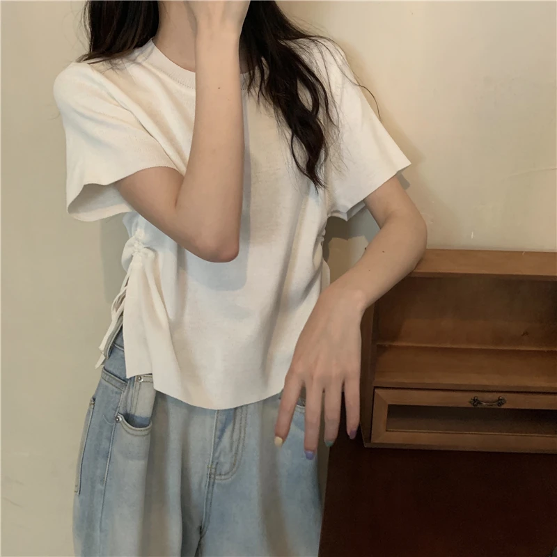 

Летний женский укороченный топ BM с уникальным дизайном, свободный крой, вязаный, комфортный, дышащий, модный