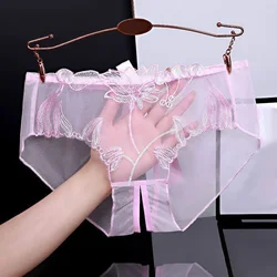 Sous-vêtements en dentelle transparente pour femmes, entrejambe ouvert, sexy, transparent, slip, maille, respirant, caleçon, lingerie commandée, 7.0