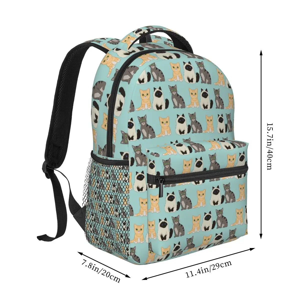 Gray Ginger And Siamese Kittens Cats  Backpacks Boys Girls Bookbag Children School Bags Cartoon Travel Rucksack Shoulder Bag