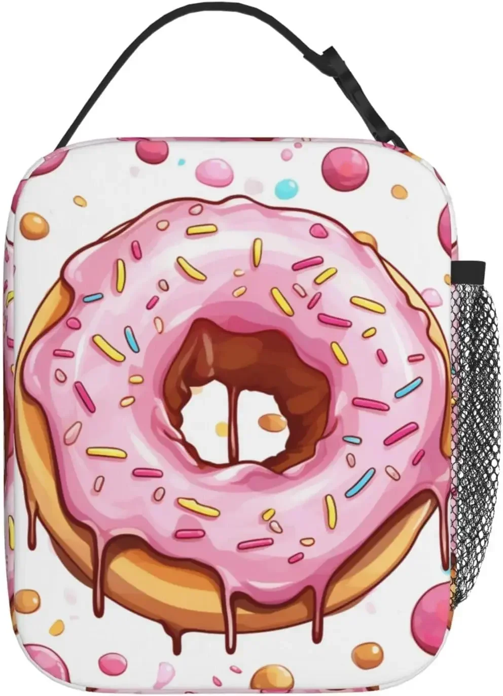 Lunch Box For Women Men Donut Print Insulated Lunch Bag Leakproof Cooler Tote Reusable Portable Lunchbox for Office Work Picnic