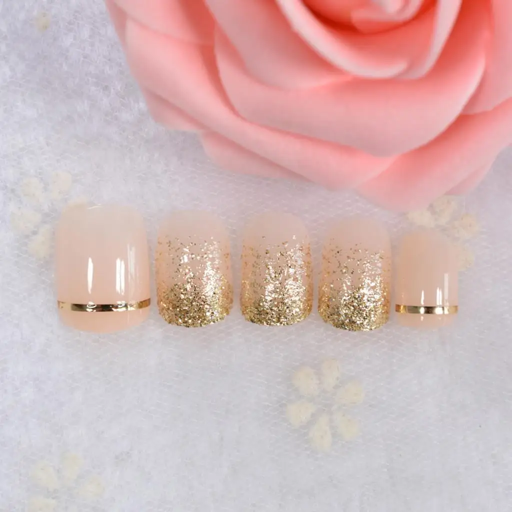 24pcs Short Full Cover Glitter Press On Nail Tips Fake Nails Charm Fingernails For Daily Wear Wedding Shopping Working With Tabs image 5