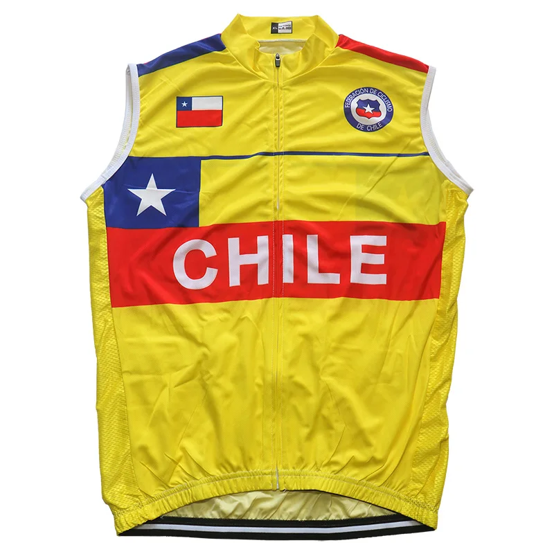 

Sleeveless Cycling Vest for Cycling, Jersey for Road Bike and Mountain Bike, Tight Shirt for Summer, Chile Flag Jersey, Pocket