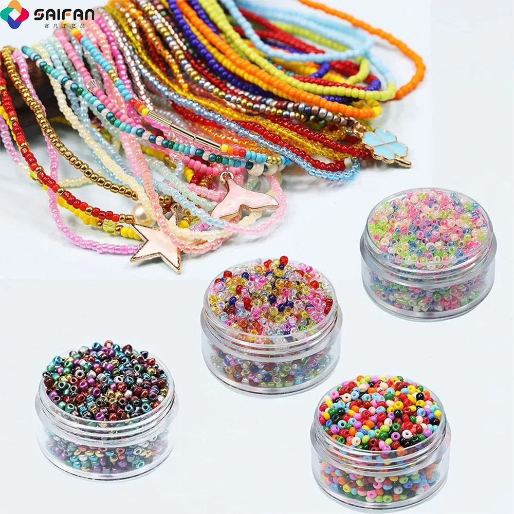 مجموعة واحدة من الخرز الزجاجي مم، خرز الأرز، مواد الخرز المصنوعة يدويًا، إكسسوارات الأساور، الأساور، القلائد، مجموعات ارتداء الخرز
