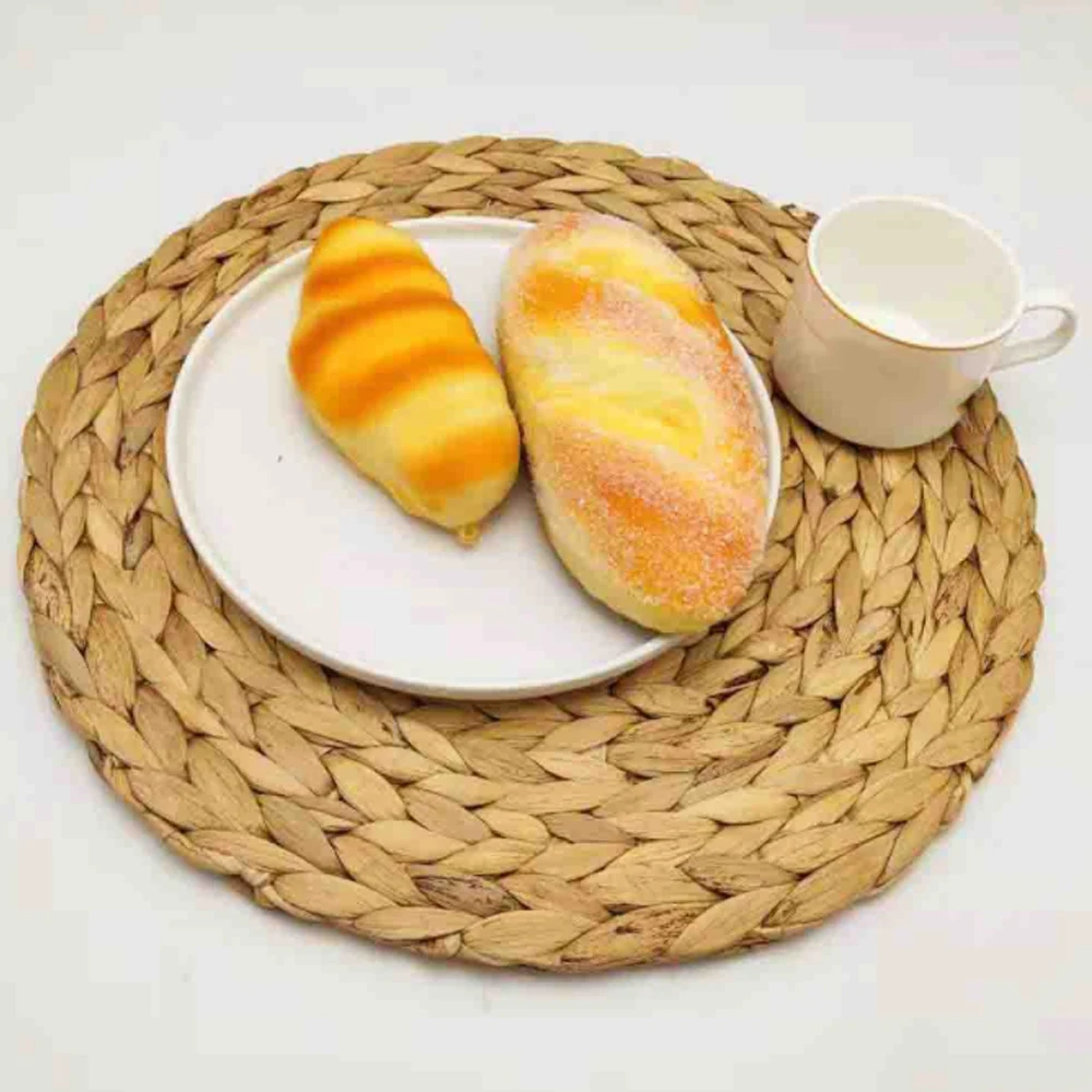 A93E-2 Pack Round Water Hyacinth Placemat,Quality Woven Wicker Table Place Mats,38Cm