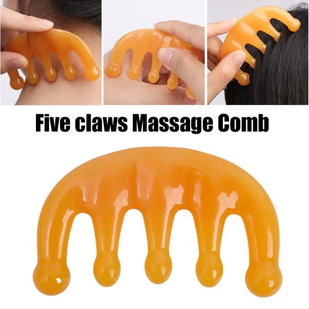 

Massage Tool Plastic Massage Comb Yellow Blood Circulation Hair Comb Anti-Static Five Wide Tooth Comb