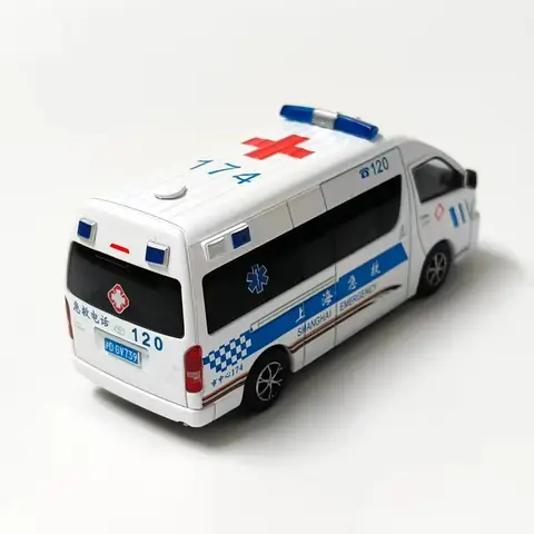 Nytt i lager Masdi 1:64 Toyota Hiace H200 Polis utryckningsfordon MPV Legeringsbilmodell Miniatyr Diecast Toyota Specialleksaker 10 best sales gjuten Hiac - №2