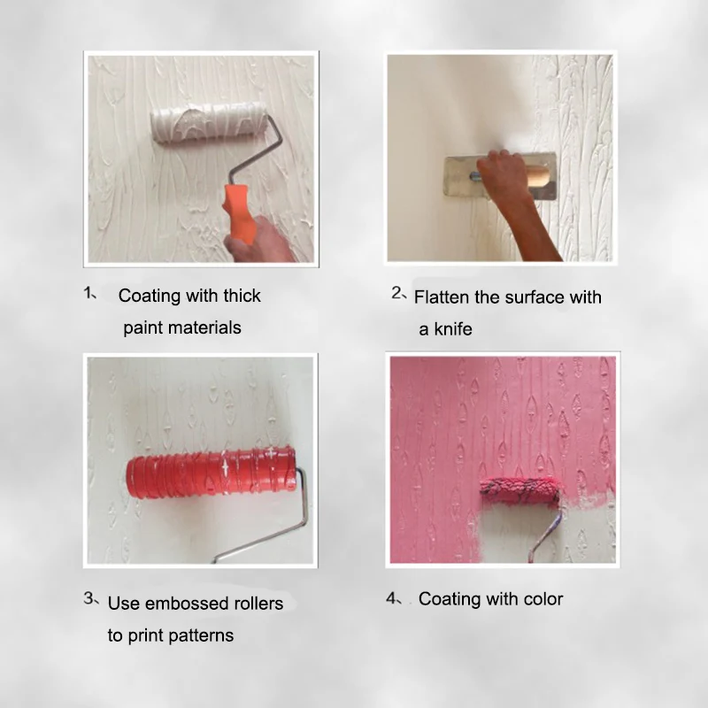 10 Inch Pattern Paint Roller Stamp Decorative Impression Embossing Cylinder Leather Texture Wall Painting Tools