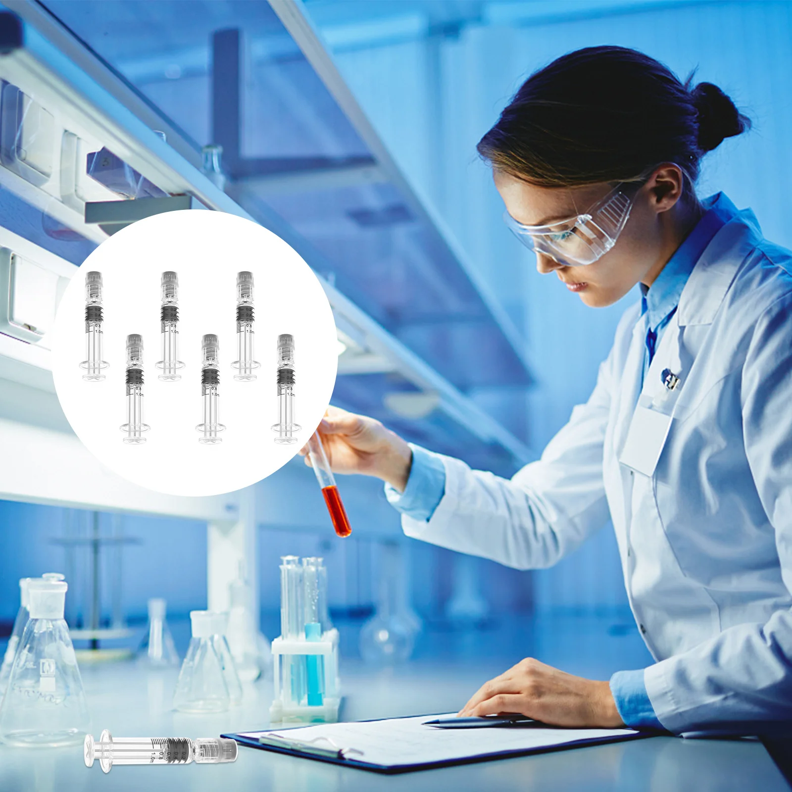 

6Pcs Injection Syringe Borosilicate Glass Precise Measuring 1ml Dispensing Syringe Liquid Glue Ink Application