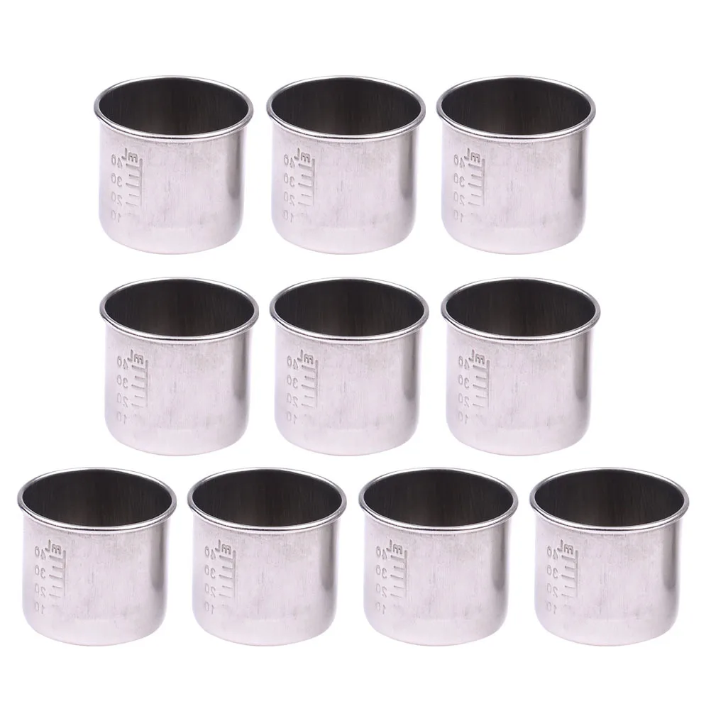 

10Pcs 304 Stainless Steel Laboratory Sample Cups 40ml Scale Measuring Cylinder Smooth Easy Reading for Lab and Kitchen