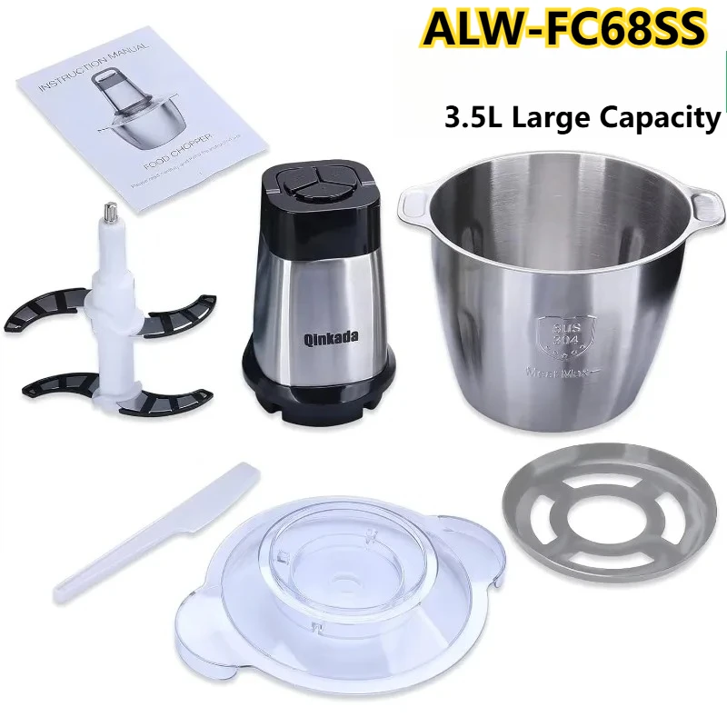 

110V Meat Mincer 3.5L Large Capacity 500W Electric Fully Automatic High-Speed 3-Speed Adjustable Multi-Function Food Processor