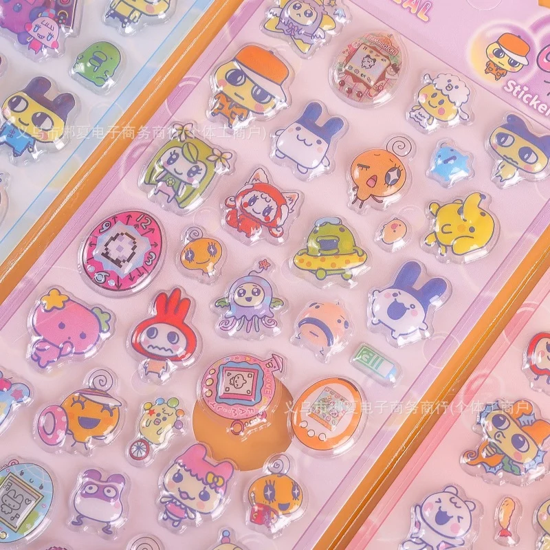 

80PCS Pop Seal Cartoon 3D Embossed Stickers Cute Tamagotchi‌ Stickers For Diy Phone Case Scrapbook Notebook Decoration