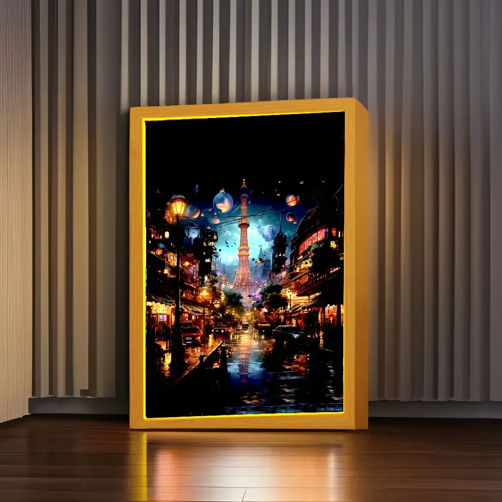 

Beautiful City Shanghai Light Painting Photo Frame Led nightlight Wall Art Home Bedroom Bedside Lamps Moon Lamp Christmas Gifts