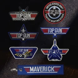 TOP GUN Embroidery Patch on Clothes Hook&Loop Appliques Military Tactical Band Patches Aircraft Morale Badges Backpack Stickers